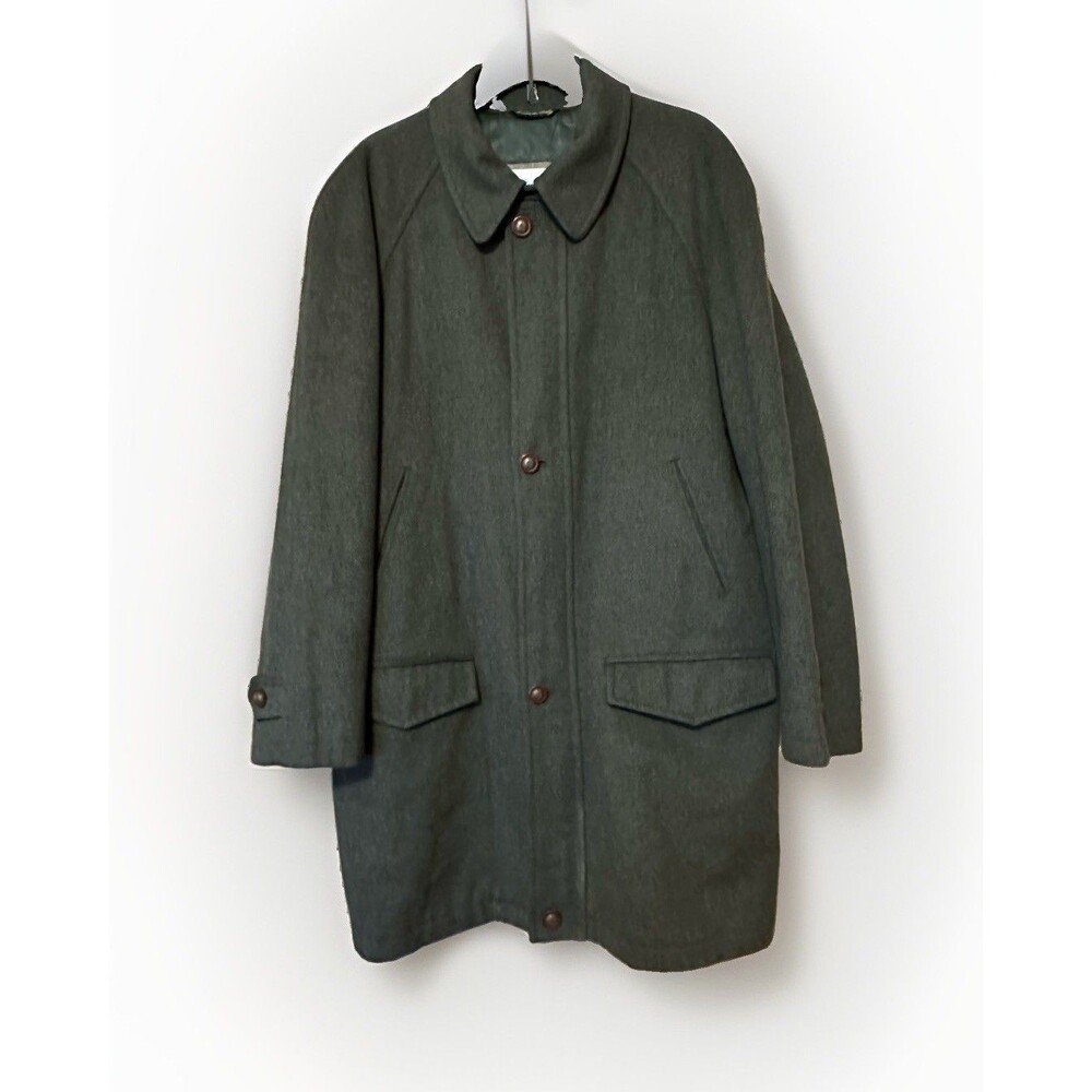 VTG Marshall Field Dayton Cashmere Wool Old Money Classic Coat Sz 44 Green ITALY